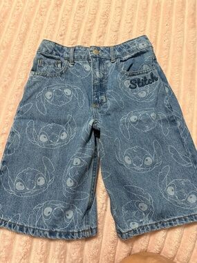 Primark Blue Denim Stitch Print Kids Shorts